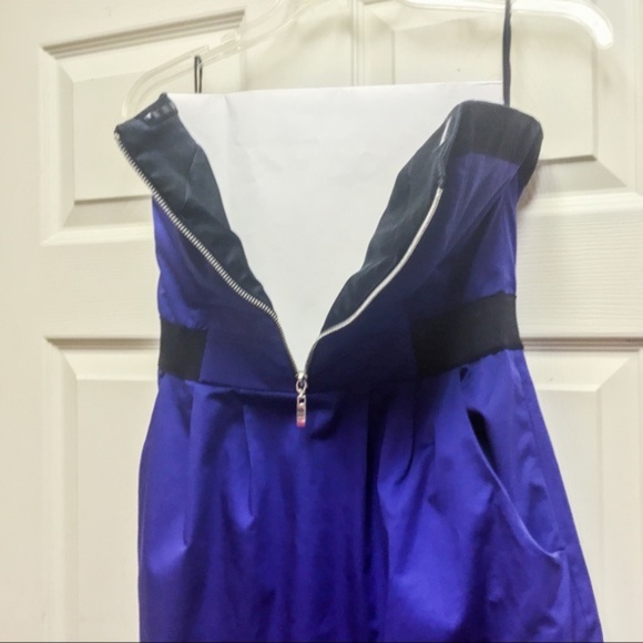 H&M Shoulderless Mini Blue Black Dress Bodycon - Picture 6 of 10